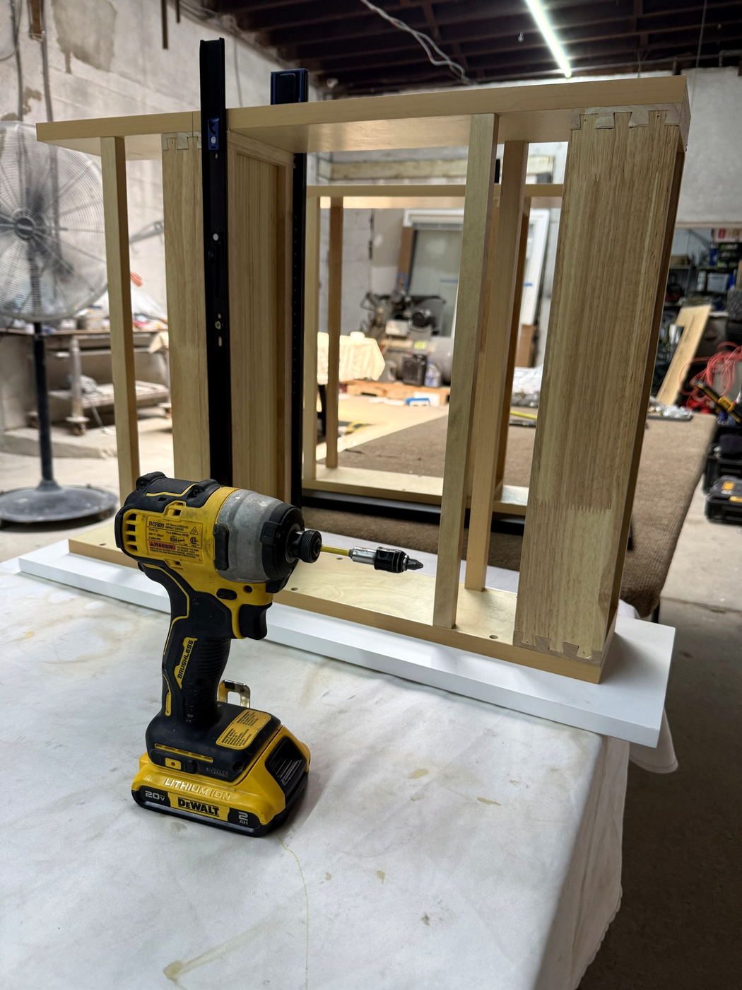 Cabinet face frames being assembled in our workshop