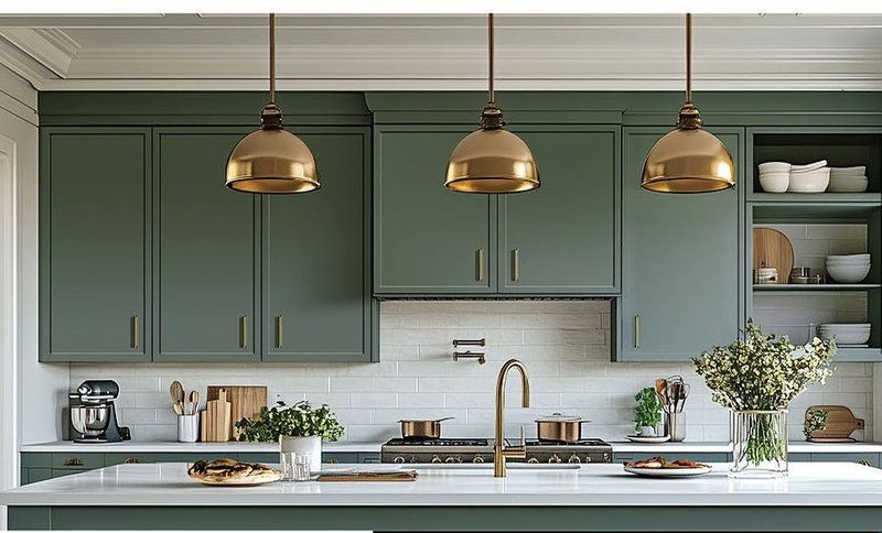 Cypress Green kitchen cabinets in a finished kitchen