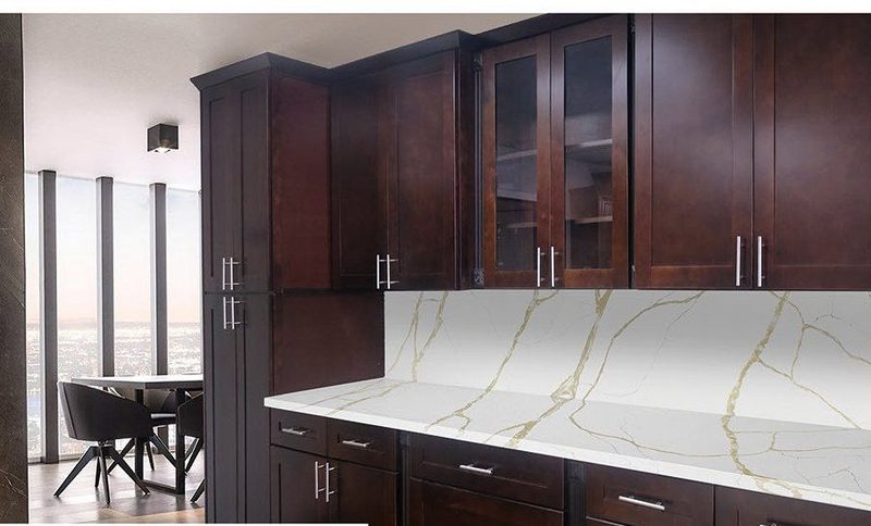 Espresso Shaker kitchen cabinets in a finished kitchen
