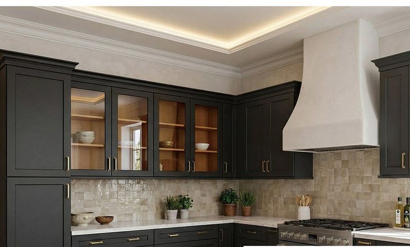 Matte Black Shaker kitchen cabinets in a finished kitchen