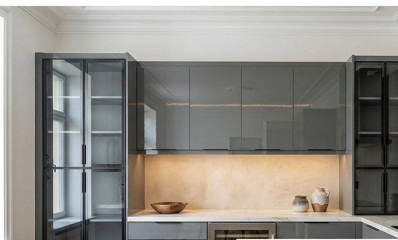 Piano Grey kitchen cabinets in a finished kitchen