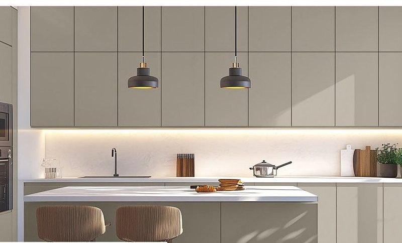 Roma Clay kitchen cabinets in a finished kitchen