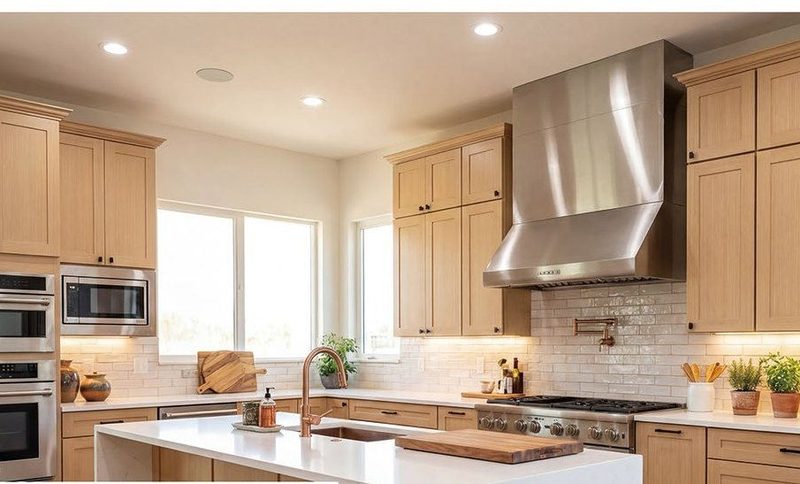 Urban Oak kitchen cabinets in a finished kitchen